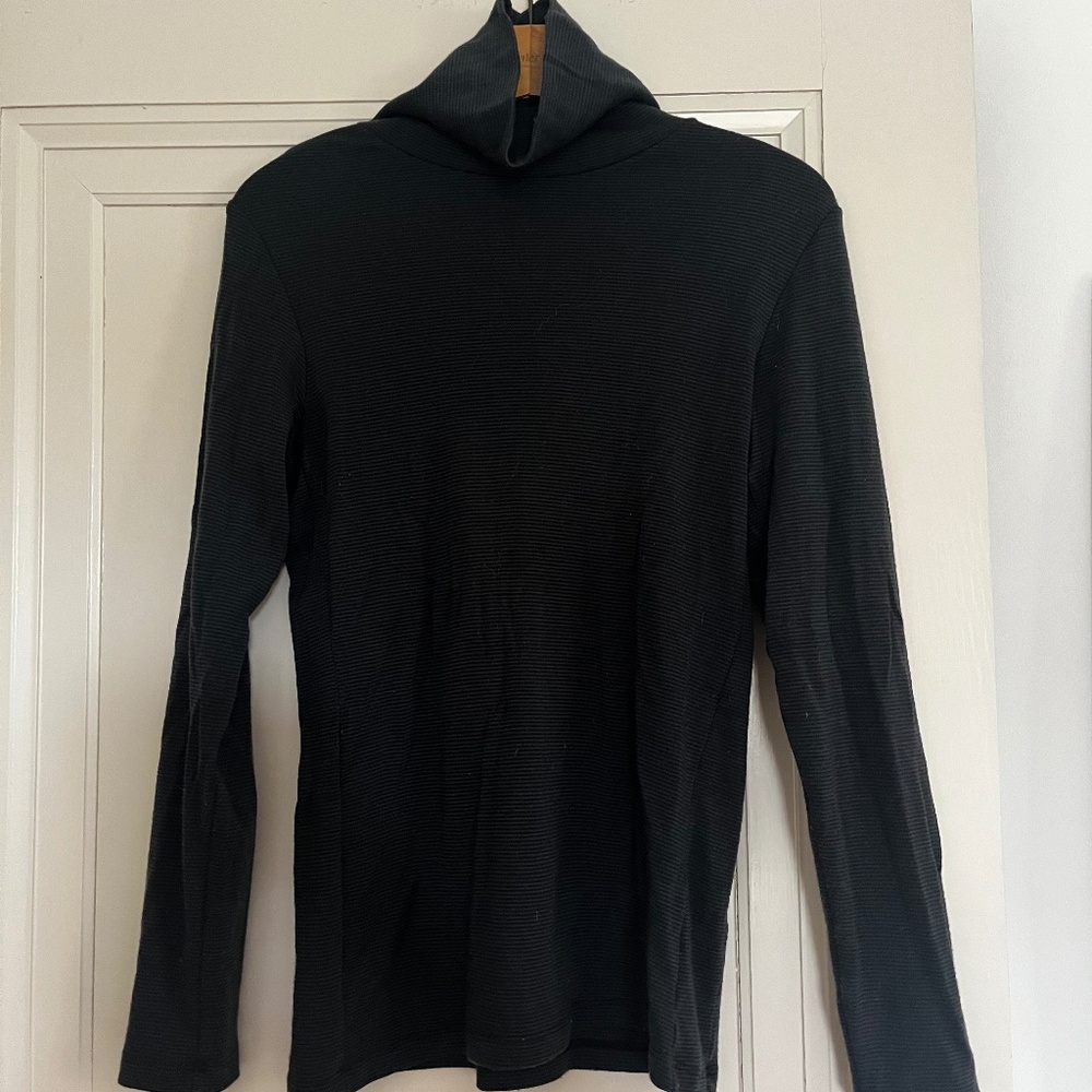 DAMAGED Woolx 100% Merino Wool M Peyton carbon stripe turtleneck